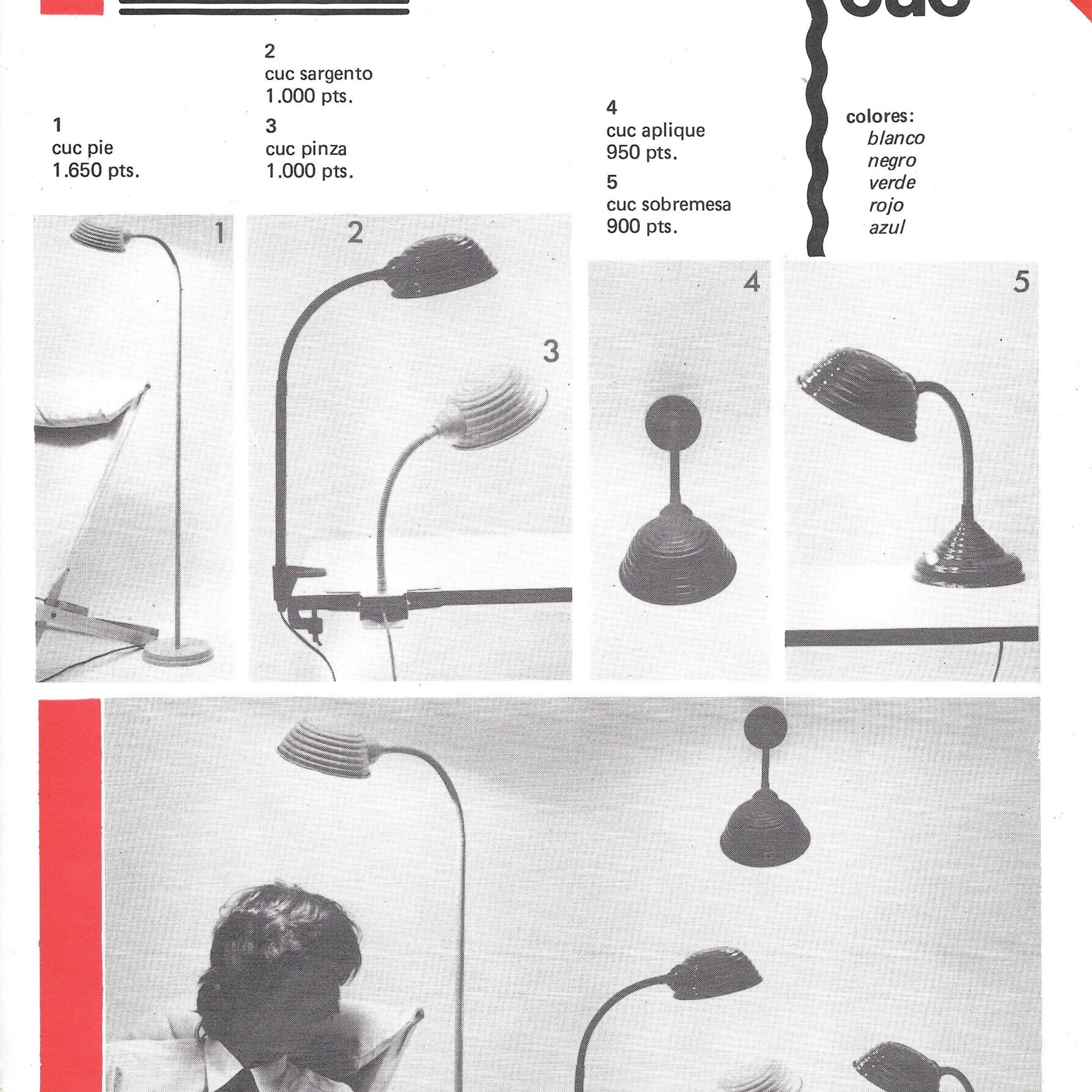 Catálogo vintage de lámparas de mesa y pie, colección histórica de iluminación