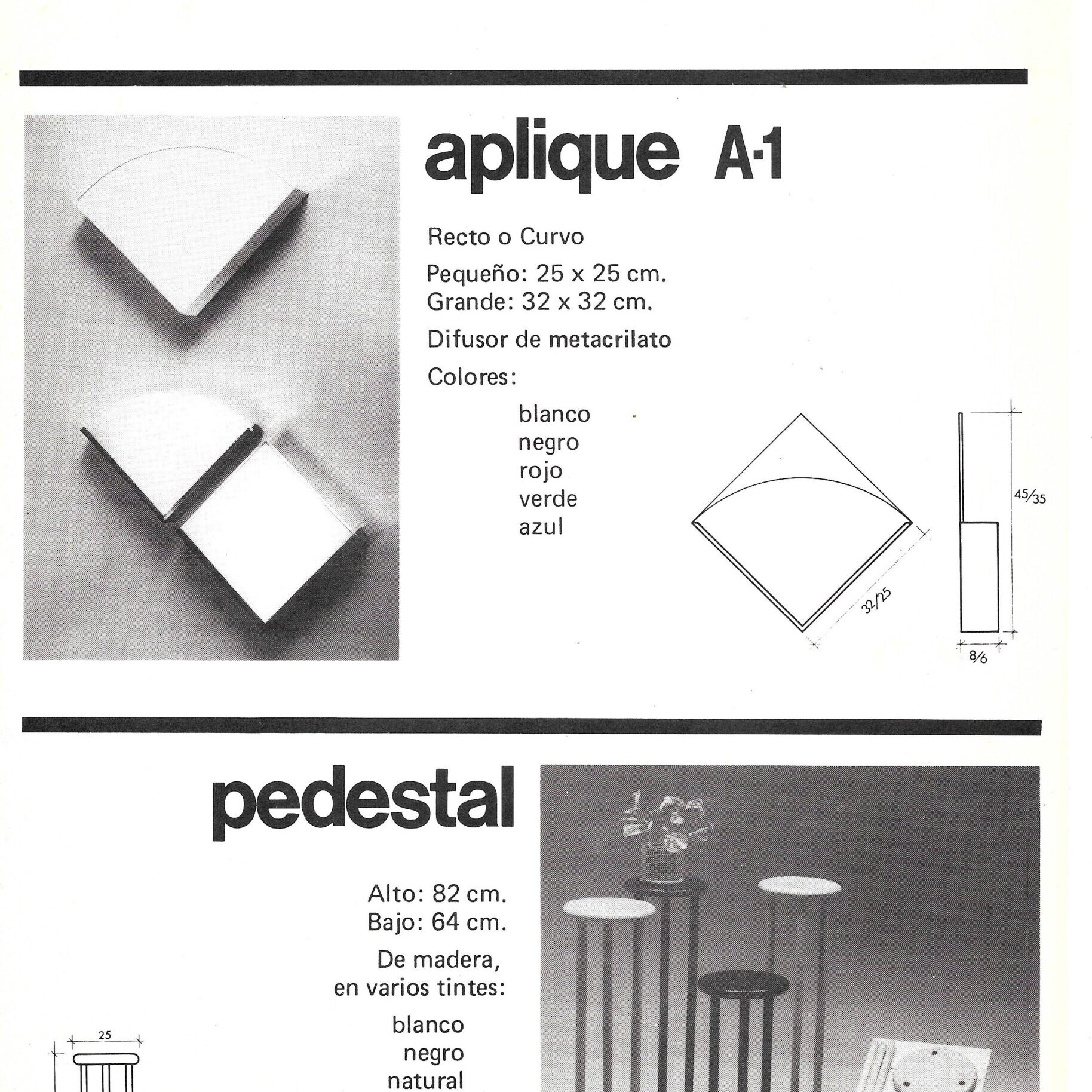 Ficha técnica de aplique A1, diseño de lámparas y planos de iluminación