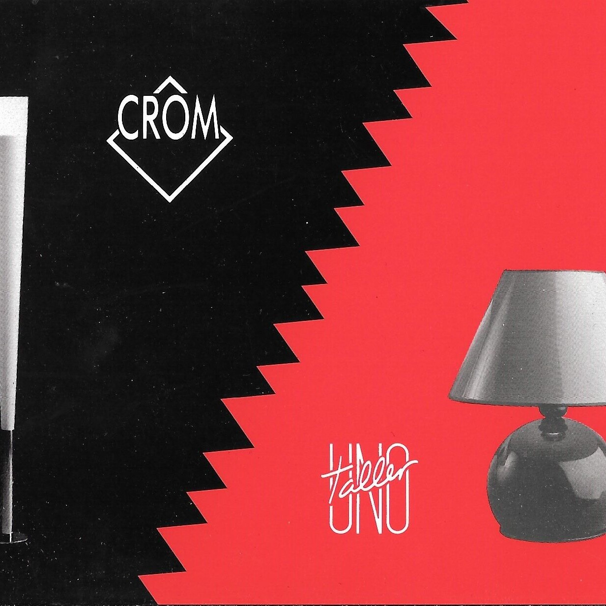 Portada catálogo CRÒM con lámpara de mesa, diseño de iluminación contemporánea